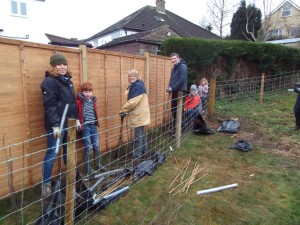 Planting saplings in Elliker field